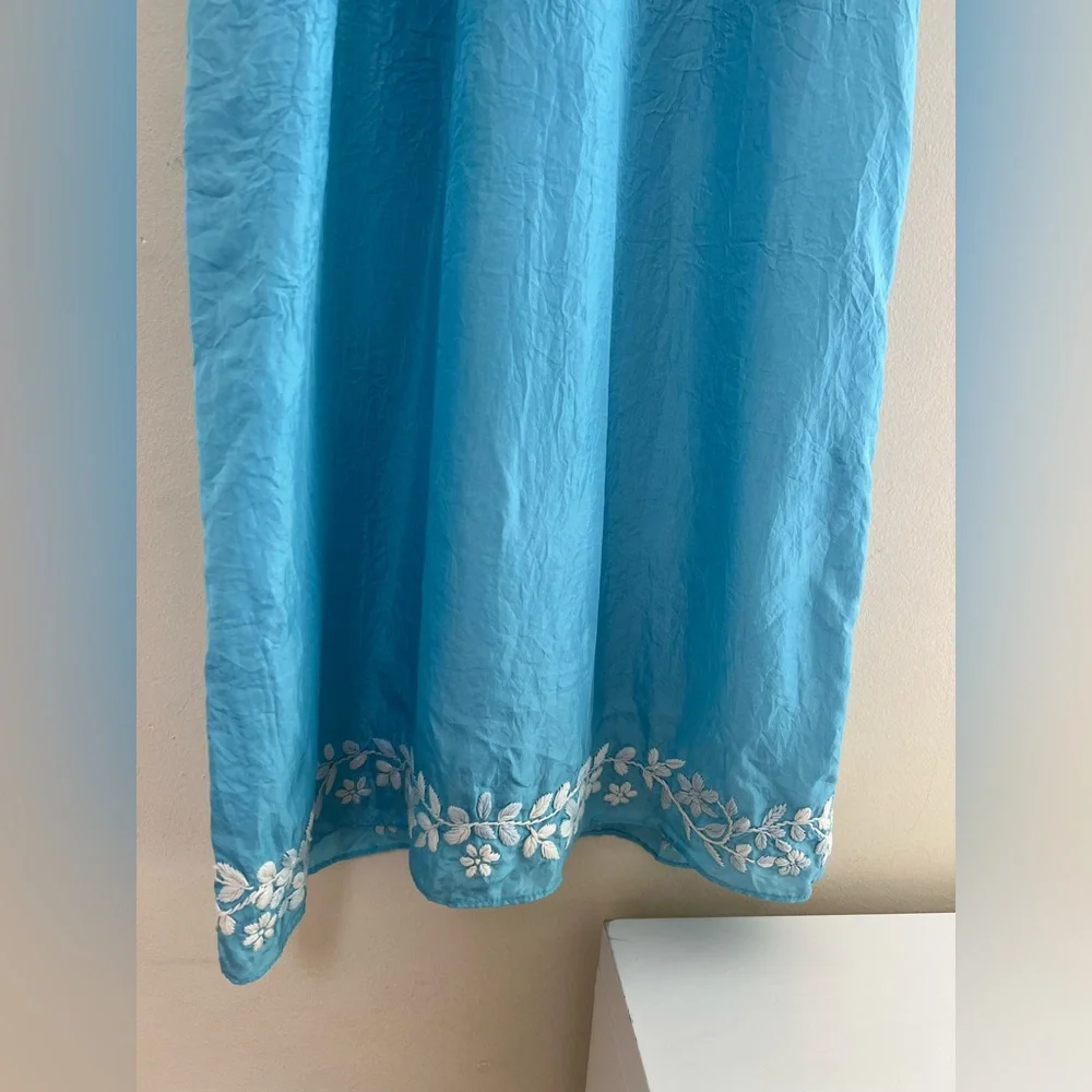 Blue Sleeveless Dress with White Embroidery by calypso st Barth - Picture 2 of 7